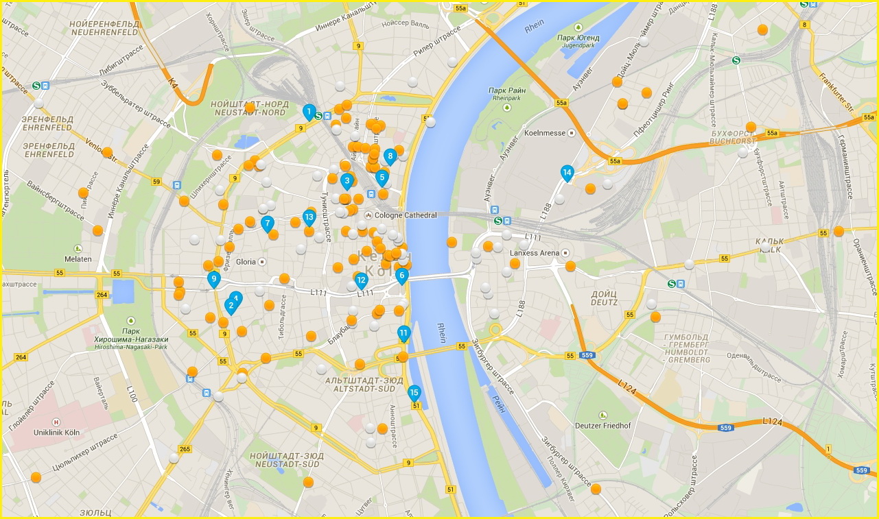 Карта кельна на русском языке с улицами